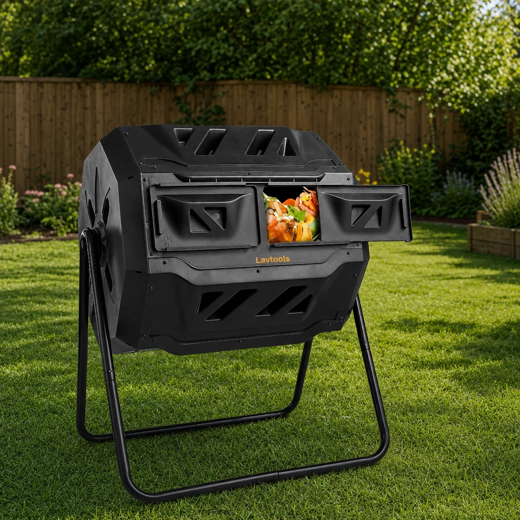 Lavtools 43-Gallon Dual Chamber Compost Tumbler — view 2